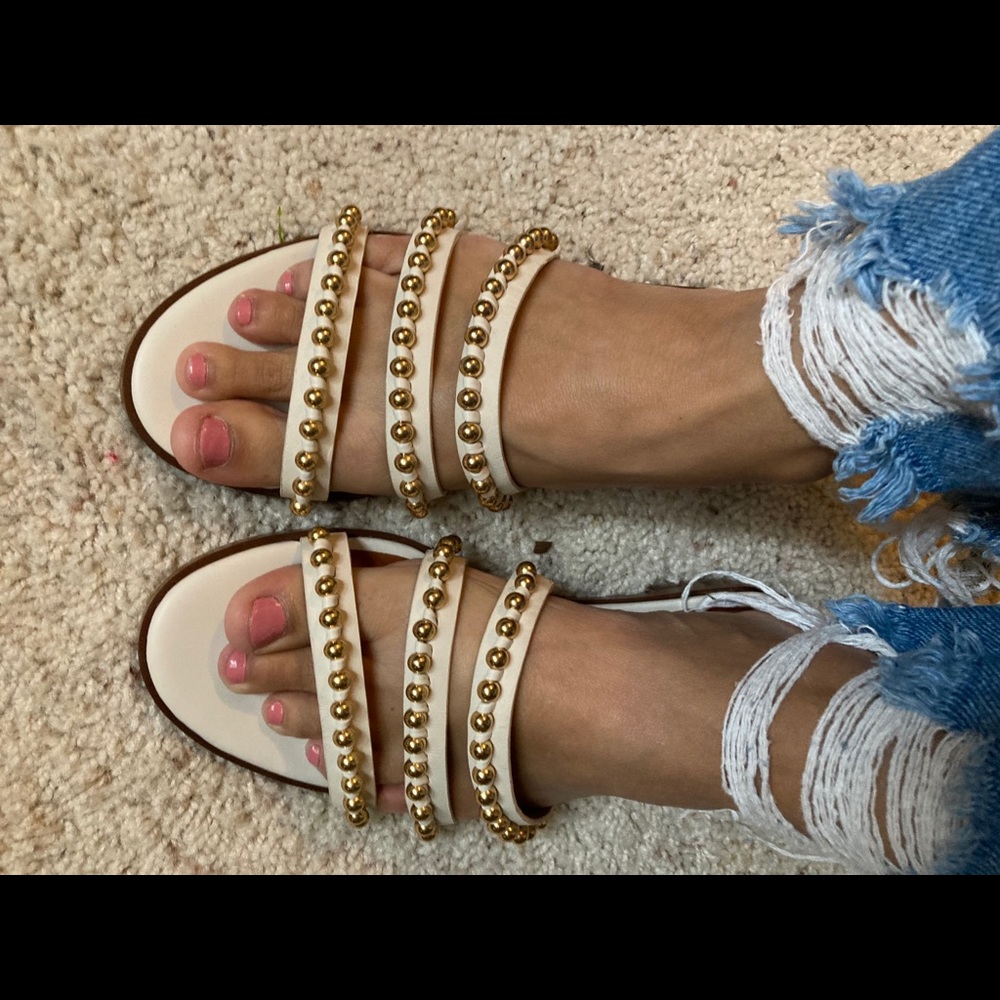 Coach white and gold sandals! brand new with box